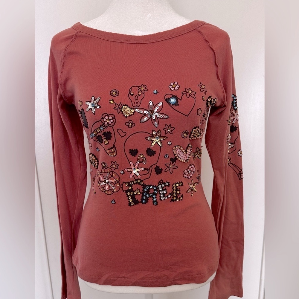Y2K sequin embellished top size 1 Free For Humanity European style
